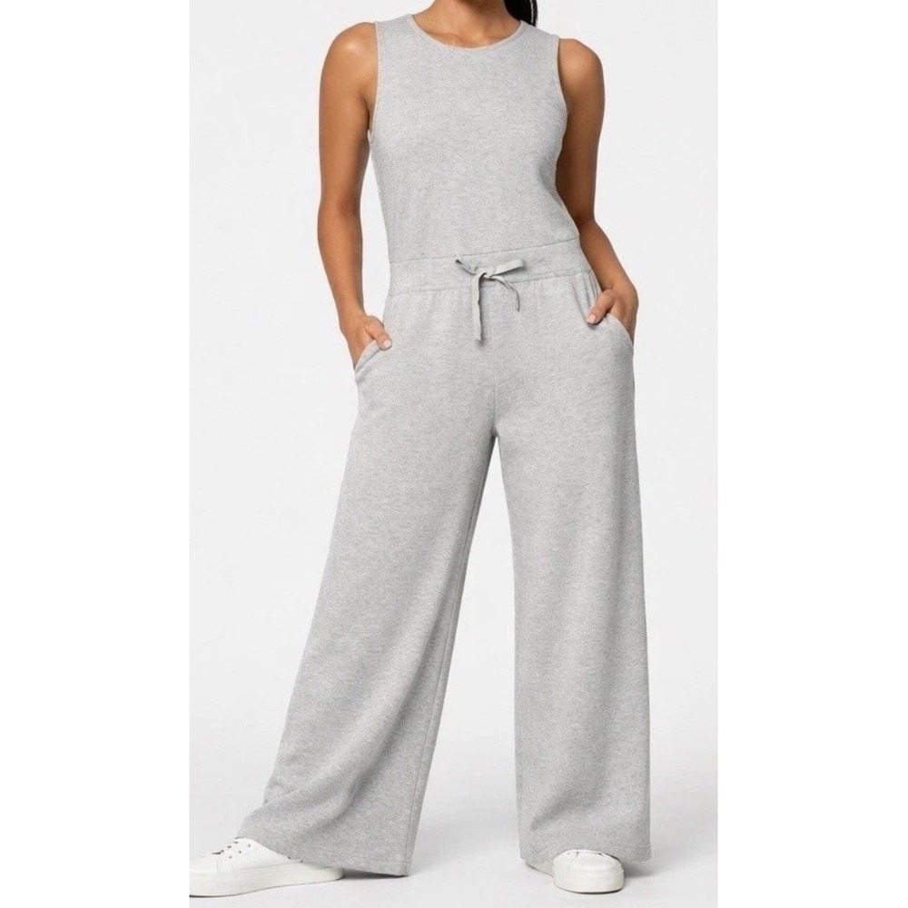 Spanx AirEssentials Sleeveless Jumpsuit Light Grey Heather Womens Large NWT